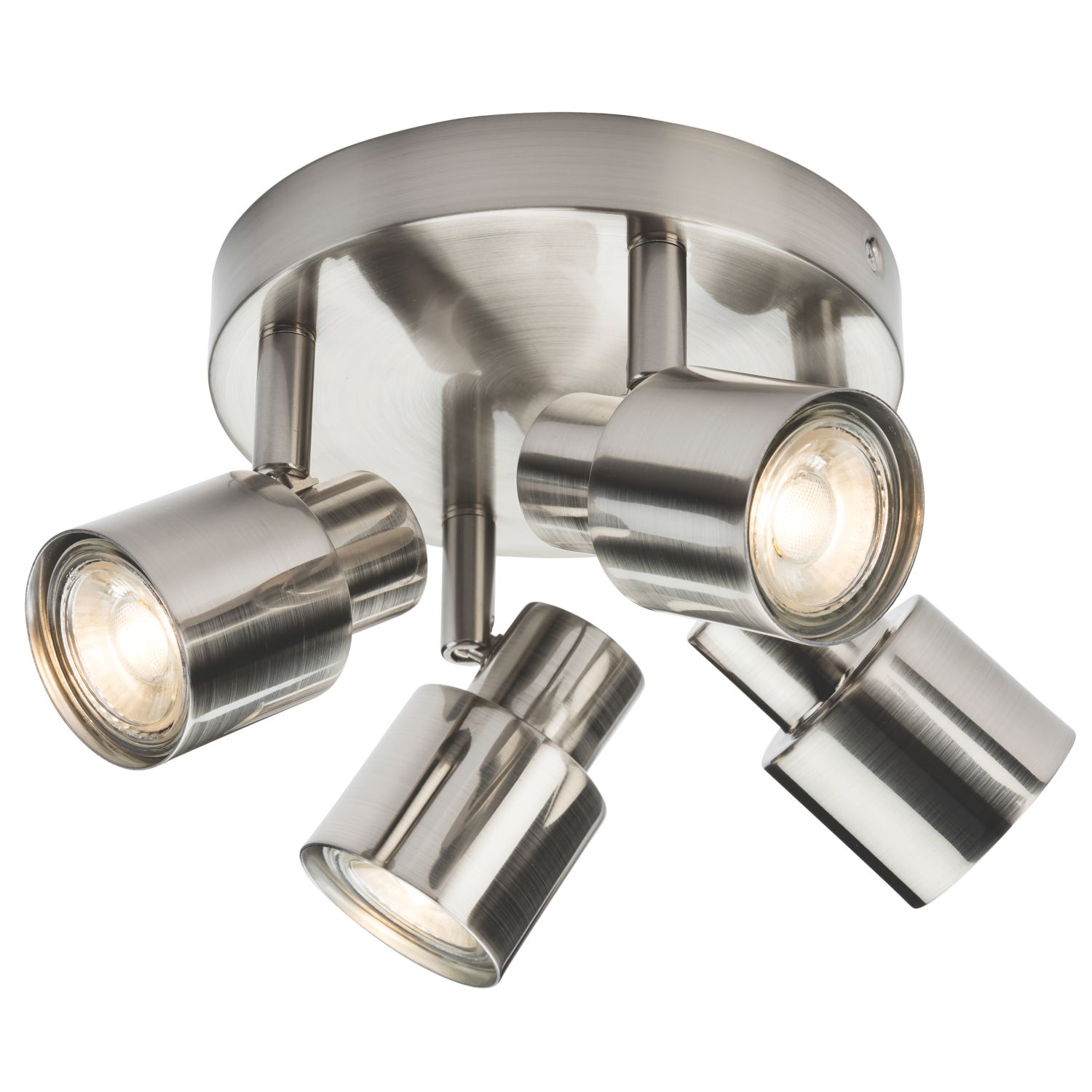 Knightsbridge Round 4-Light Quad GU10 Ceiling Spotlight Brushed Chrome (785GA)