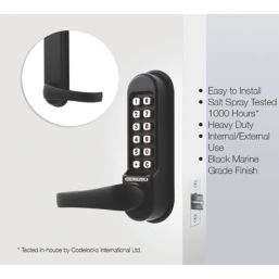 Codelocks  Push-Button Lock & Mortice Latch with Code-Free Mode 72mm Matt Black