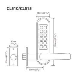 Codelocks  Push-Button Lock & Mortice Latch with Code-Free Mode 72mm Matt Black