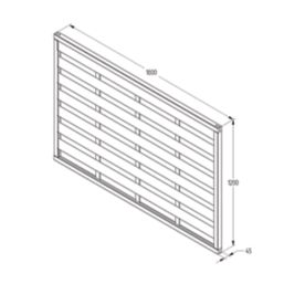 Forest Europa Single-Slatted  Fence Panels Natural Timber 6' x 4' Pack of 5