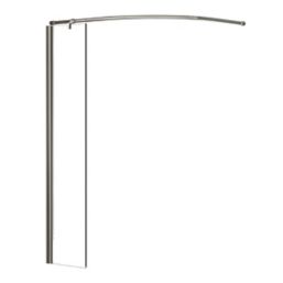 Triton Fast Fix Frameless Chrome Bathscreen & Curved Curtain Rail  300mm x 1500mm
