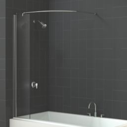 Triton Fast Fix Frameless Chrome Bathscreen & Curved Curtain Rail  300mm x 1500mm