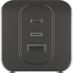 Masterplug 3-Outlet Type A & C Plug-In Power Hub Black 3.25A