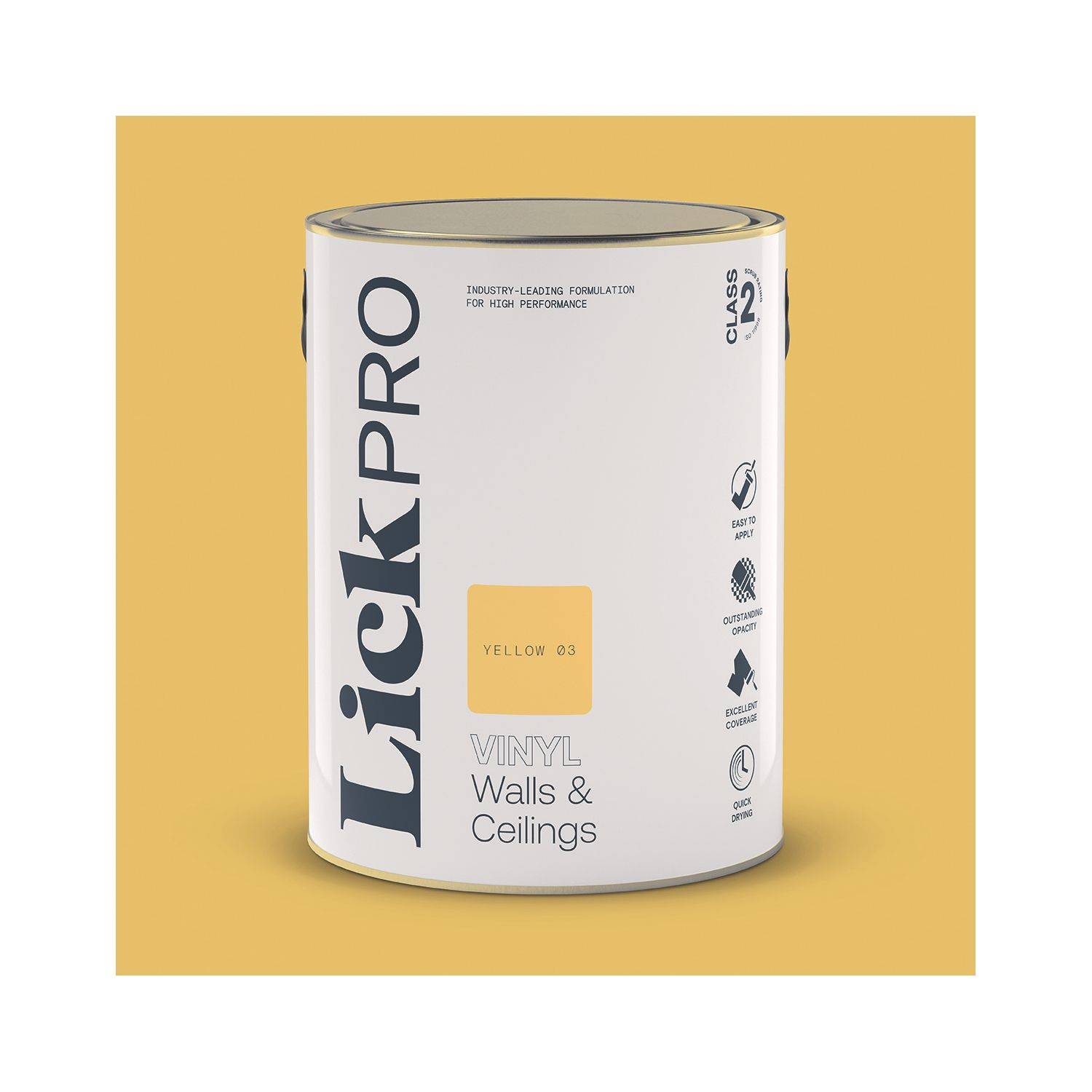 LickPro 5Ltr Yellow 03 Vinyl Matt Emulsion Paint (785TM)