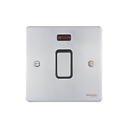 Schneider Electric Ultimate Low Profile 20AX 1-Gang DP Control Switch Brushed Chrome with Neon with Black Inserts