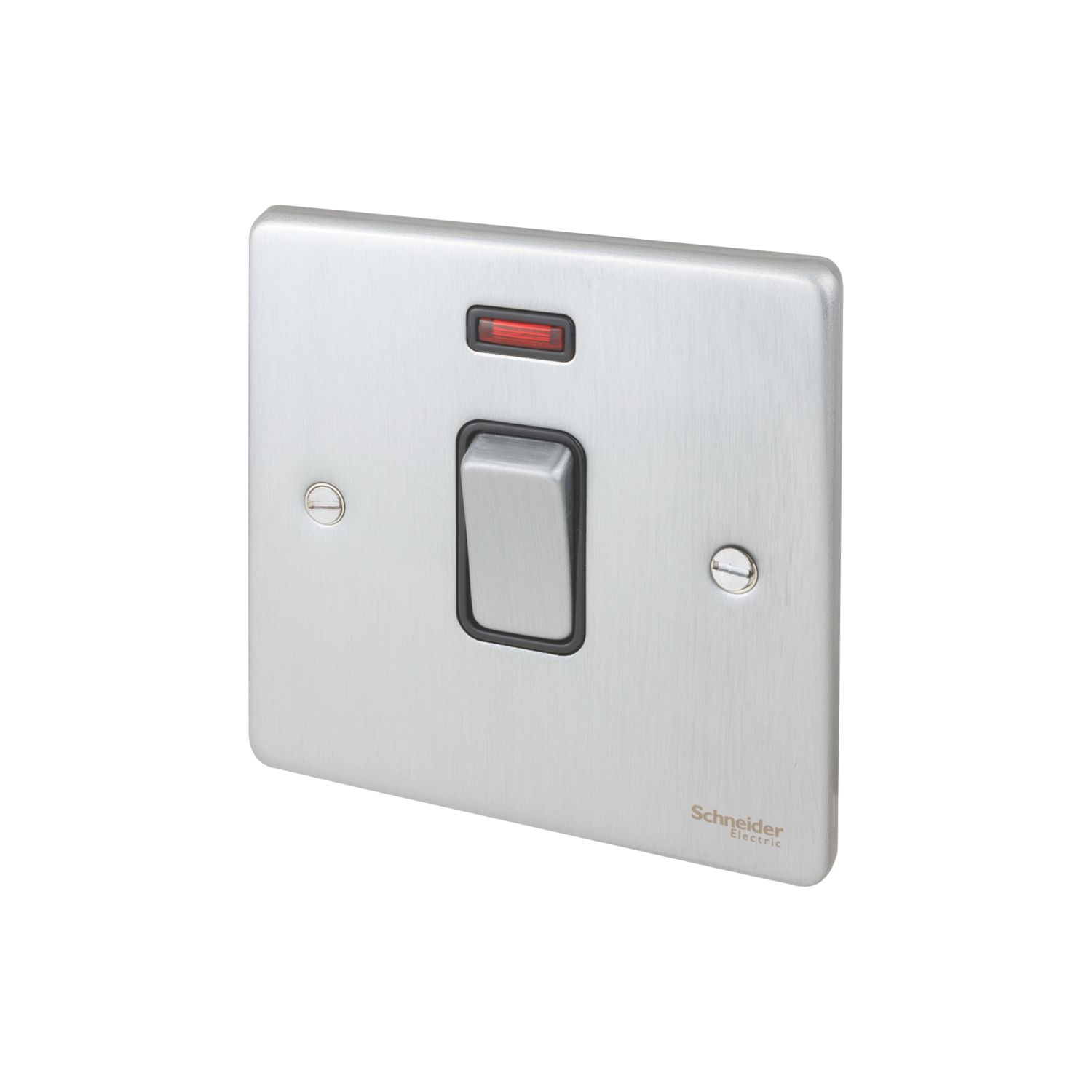 Schneider Electric Ultimate Low Profile 20AX 1-Gang DP Control Switch Brushed Chrome with Neon with Black Inserts (7863J)