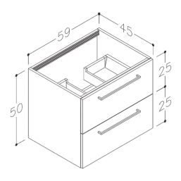 Ohio 2-Drawer Bathroom Vanity Unit with Ceramic Basin Gloss Dark Grey 610mm x 460mm x 518mm