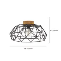 Eglo Padstow Ceiling Light Black/Natural