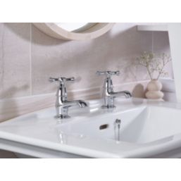Bristan Colonial Chrome-Plated 110mm Standard Cross Head 2 Tap Holes Basin Pillar Tap