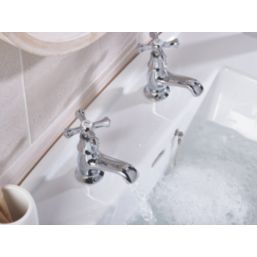 Bristan Colonial Chrome-Plated 110mm Standard Cross Head 2 Tap Holes Basin Pillar Tap