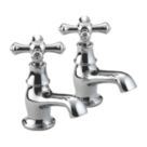 Bristan Colonial Chrome-Plated 110mm Standard Cross Head 2 Tap Holes Basin Pillar Tap