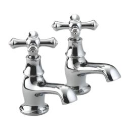Bristan Colonial Chrome-Plated 110mm Standard Cross Head 2 Tap Holes Basin Pillar Tap