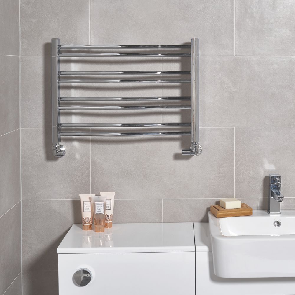Time 420mm x 600mm 716BTU Chrome Flat Designer Towel Radiator