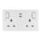 LAP  13A 2-Gang SP Switched Socket + 3.25A 22W 2-Outlet Type C USB Charger White with Colour-Matched Inserts