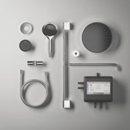 Mira Platinum Gravity-Pumped Rear-Fed Black/Chrome Thermostatic Wireless Dual Outlet Digital Mixer Shower