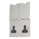 Contactum 3377BSB 13A 2-Gang Unswitched Floor Socket Brushed Steel with Black Inserts