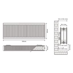 Flomasta 300mm x 1200mm 3876BTU White Type 22 Convector Radiator