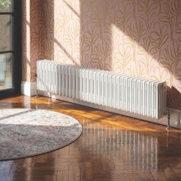 Flomasta 300mm x 1505mm 4489BTU White Horizontal 4 Column Radiator