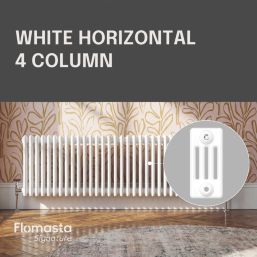 Flomasta 300mm x 1505mm 4489BTU White Horizontal 4 Column Radiator