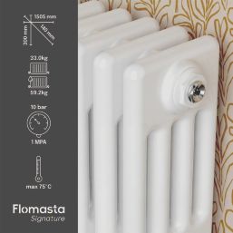 Flomasta 300mm x 1505mm 4489BTU White Horizontal 4 Column Radiator
