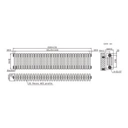 Flomasta 300mm x 1505mm 4489BTU White Horizontal 4 Column Radiator