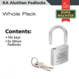 Burg-Wachter  Keyed Alike    Padlocks Aluminium 50mm 5 Pack