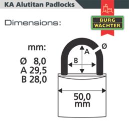 Burg-Wachter  Keyed Alike    Padlocks Aluminium 50mm 5 Pack