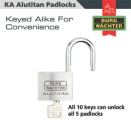 Burg-Wachter  Keyed Alike    Padlocks Aluminium 50mm 5 Pack