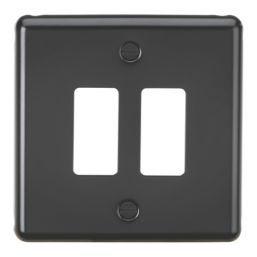 Knightsbridge  2-Module Grid Faceplate Matt Black