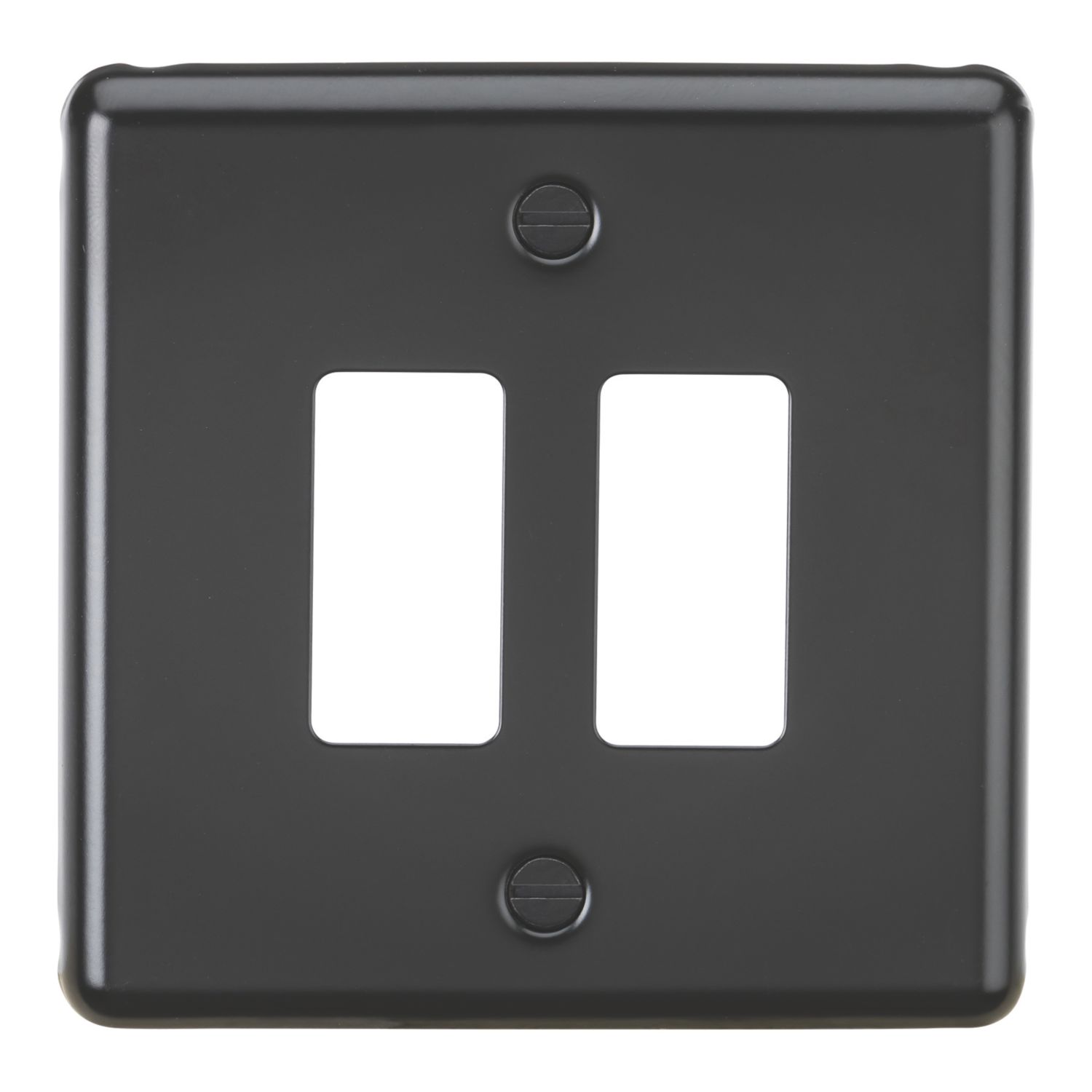 Knightsbridge 2-Module Grid Faceplate Matt Black (787CR)