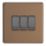 Varilight  10A 3-Gang 2-Way Light Switch  Brushed Bronze