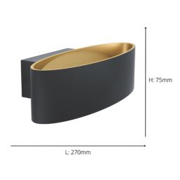 Eglo Maccacari LED Wall Light Black & Gold 10W 1300lm