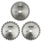 Erbauer  Wood Saw Blades 165mm x 20mm 24/40T 3 Pieces