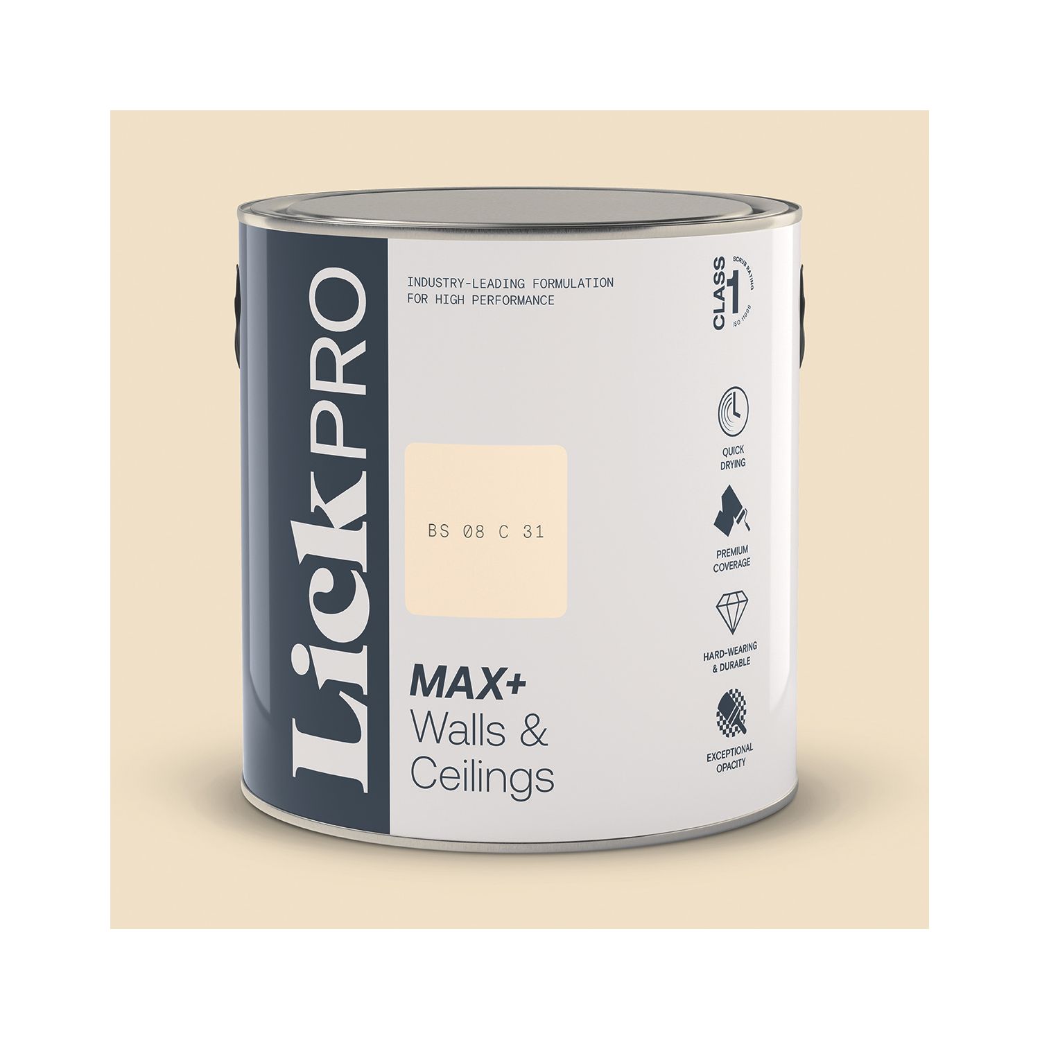 LickPro Max+ 2.5Ltr White BS 08 C 31 Matt Emulsion Paint (787JY)