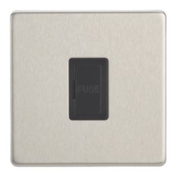 Contactum Lyric 13A Unswitched Fused Spur  Brushed Steel with Black Inserts