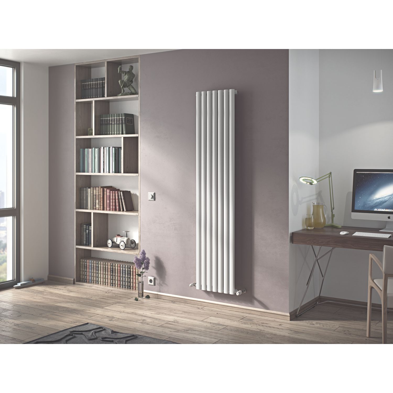 Ximax Fortuna 1800mm x 410mm 2952BTU White Vertical Designer Radiator (7887H)