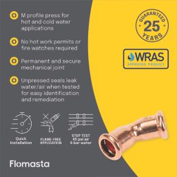 Flomasta  Copper Press-Fit Equal 45° M-Profile Elbows 15mm 10 Pack