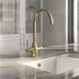 ETAL Astrid Dual Lever Kitchen Mixer Brushed Brass