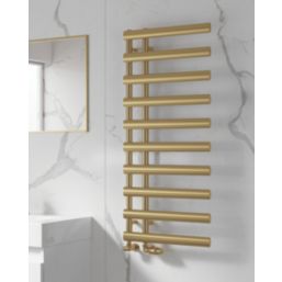 Reina 1140mm x 500mm 1095BTU Brass Flat Designer Towel Radiator