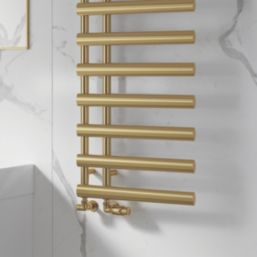 Reina 1140mm x 500mm 1095BTU Brass Flat Designer Towel Radiator