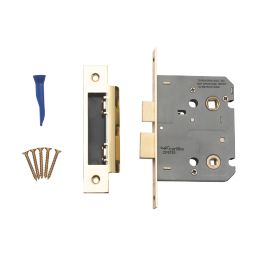 Smith & Locke Fire Rated Polished Brass Bathroom Lock 76mm Case - 57mm ...