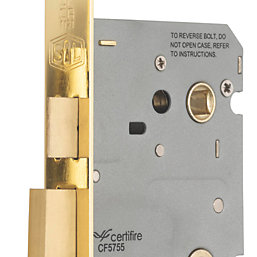 Smith & Locke Fire Rated Polished Brass Bathroom Lock 76mm Case - 57mm Backset