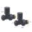 Towelrads  15mm x 1/2" Black Straight Designer Manual Radiator Valve & Lockshield  2 Pack