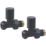 Towelrads  15mm x 1/2" Black Straight Designer Manual Radiator Valve & Lockshield  2 Pack