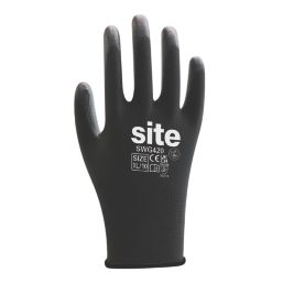 Site SWG420 PU Palm Gloves Black X Large