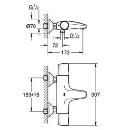 Grohe Precision Trend Matt Black 70mm Wall Mounted Dual Control Thermostatic Shower Mixer Tap