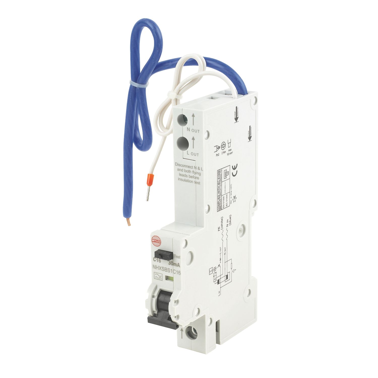 Wylex 16A 30mA Type A SP C Curve RCBO (78923)