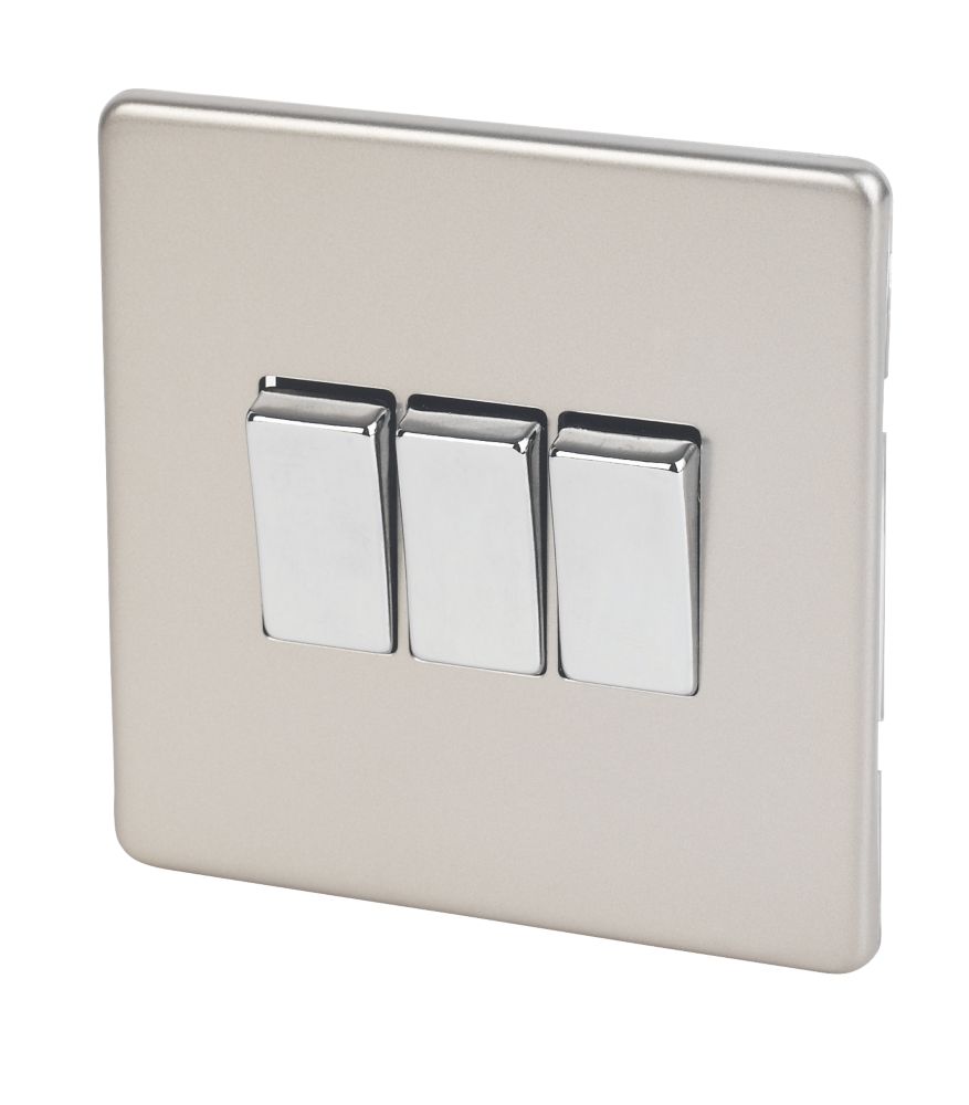 Varilight  10AX 3-Gang 2-Way Light Switch  Satin Chrome