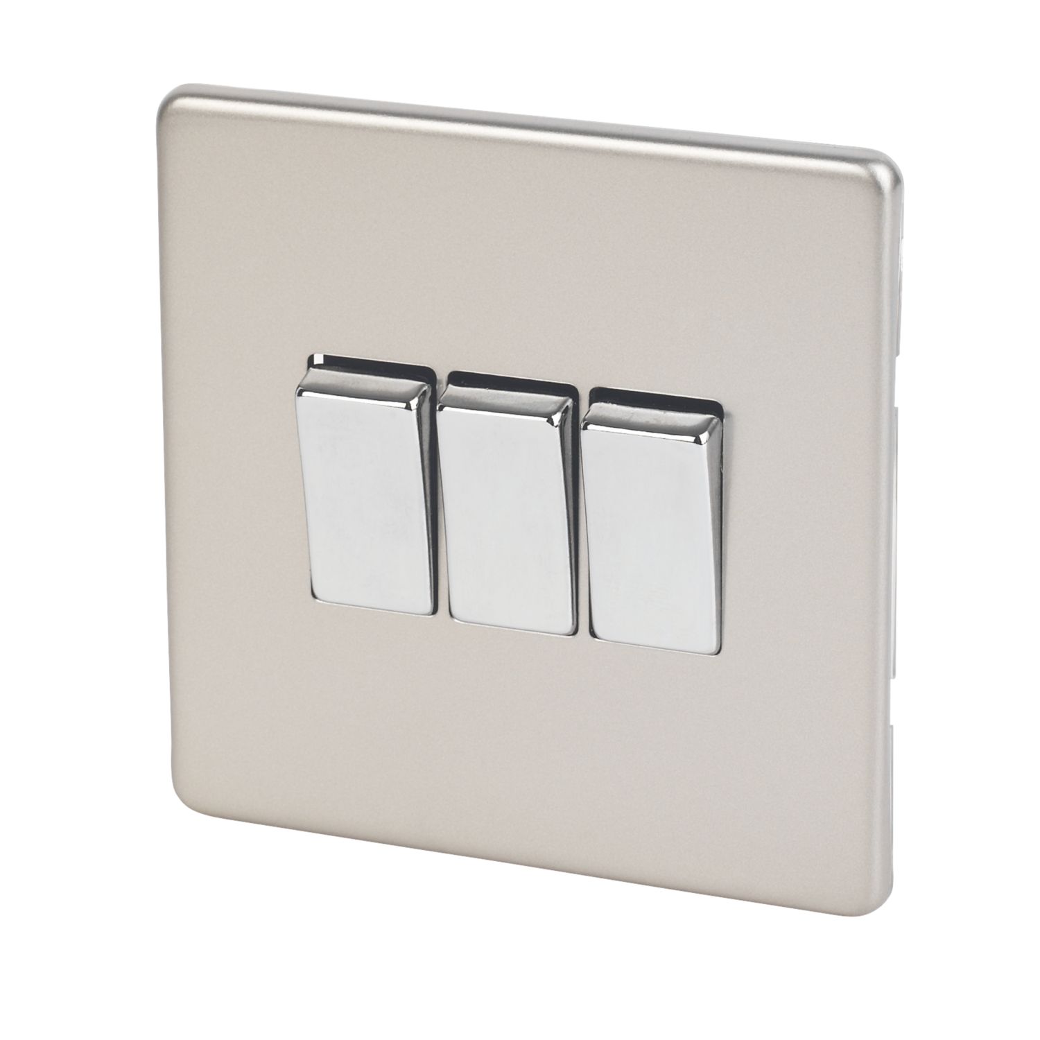 Varilight 10AX 3-Gang 2-Way Light Switch Satin Chrome (7898H)