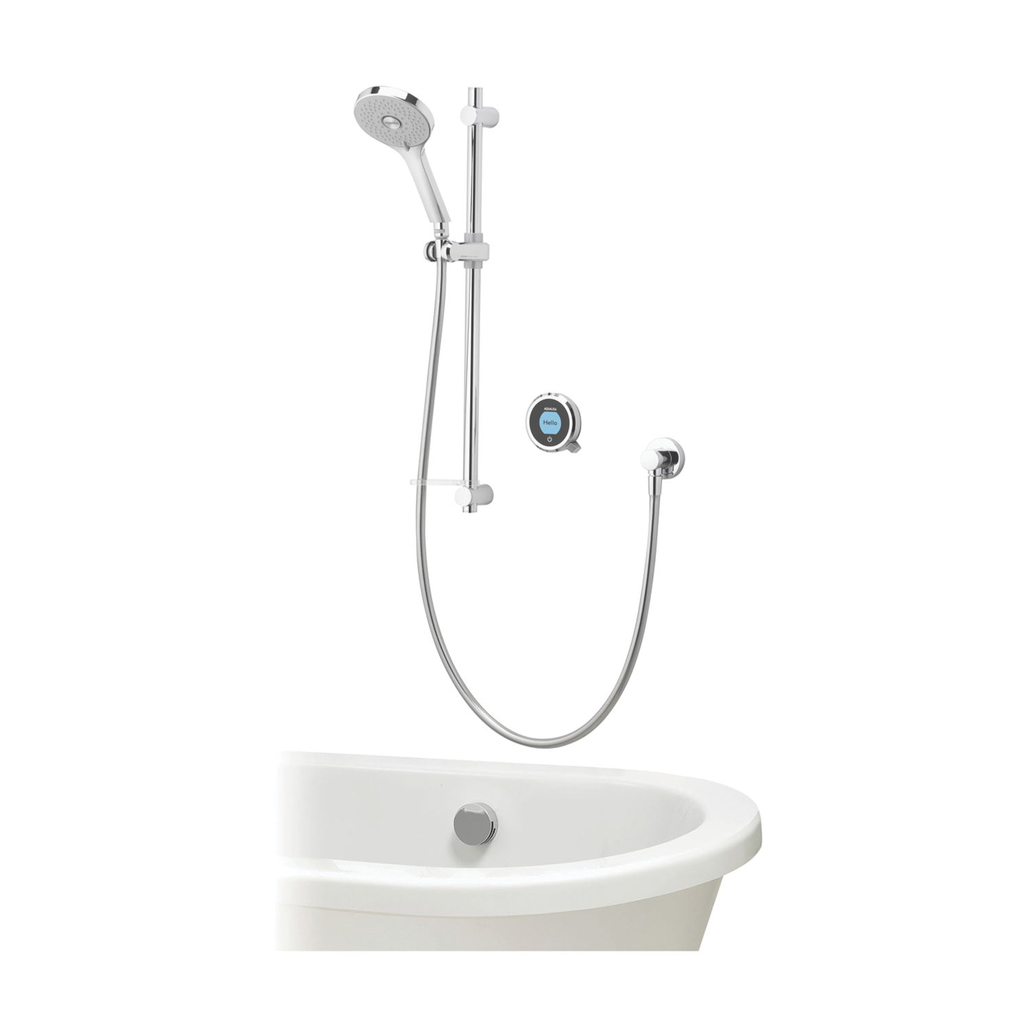 Aqualisa Optic Q HP/Combi Rear-Fed Chrome Thermostatic Dual Outlet Smart Shower with Adjustable Head & Bath Overflow Filler (789AJ)